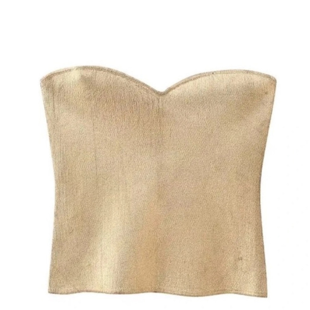 Zara Gold Strapless Crop Top